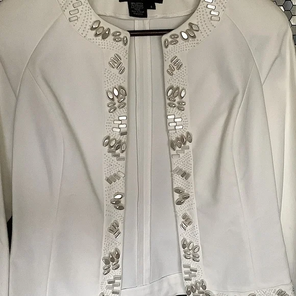 NWT Peck & Peck Chanel Jacket Ivory Beaded Trim Ladies Sz 4 Ivory Evening Jacket